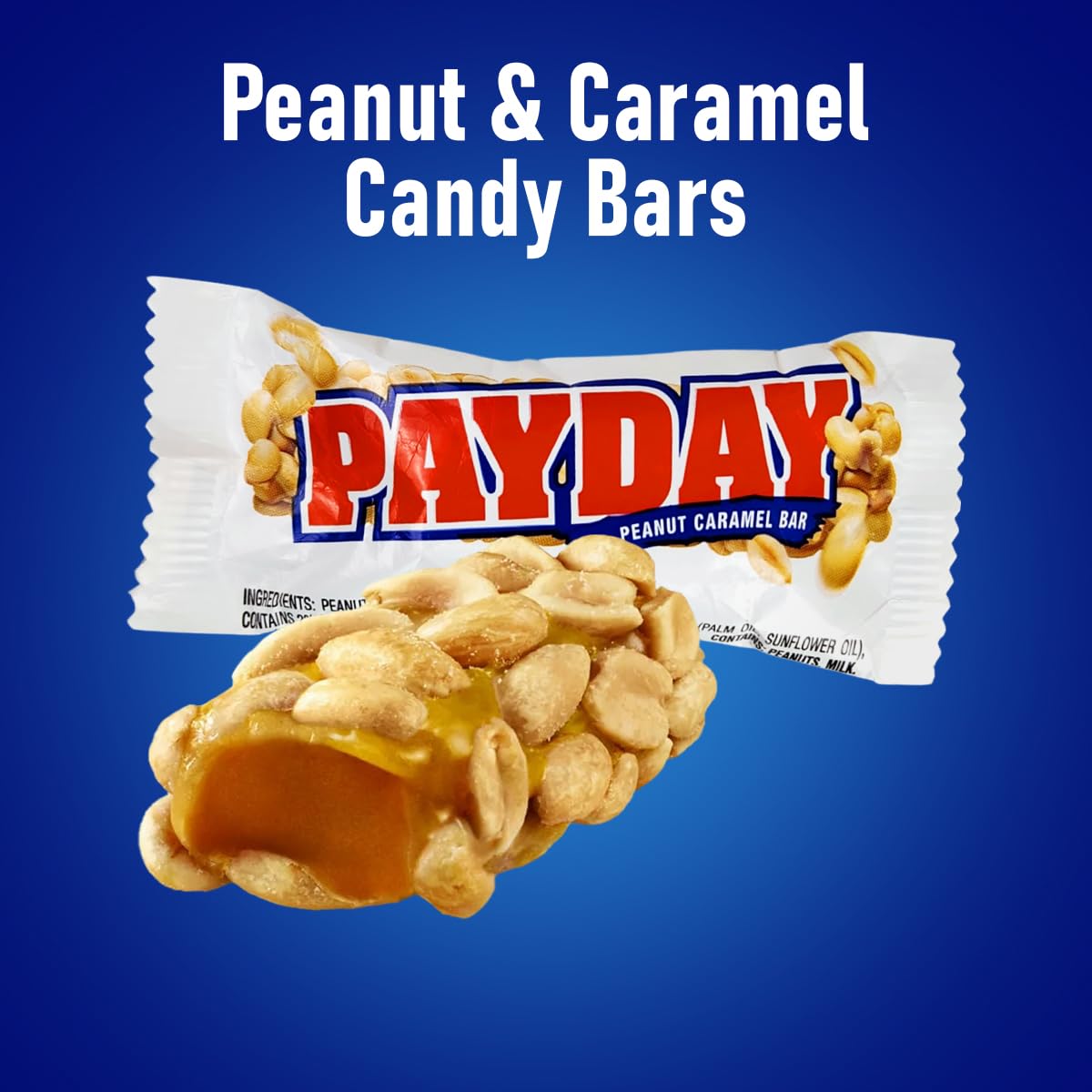 KATIE’S KANDY KORNER PAYDAY Peanut Caramel Candy Bars, Snack Size 2Lb Bulk, Individually Wrapped Treats for Home, Office & Movies