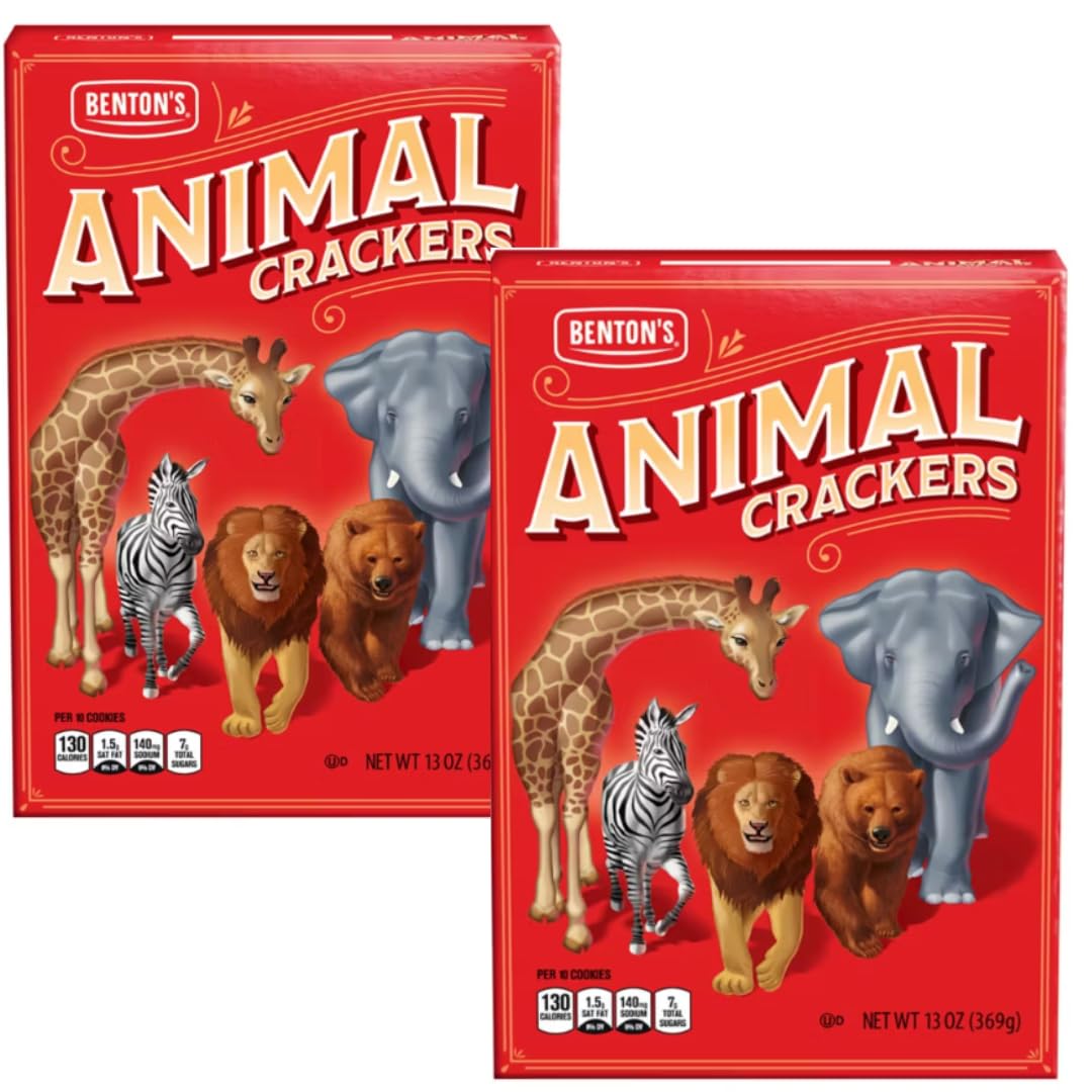 2 Pack - Animal Crackers Cookies, 13 oz Boxes - Classic Sweet Crunchy Snack Crackers Fun Animal Shapes Lunchbox Treat Party Snac