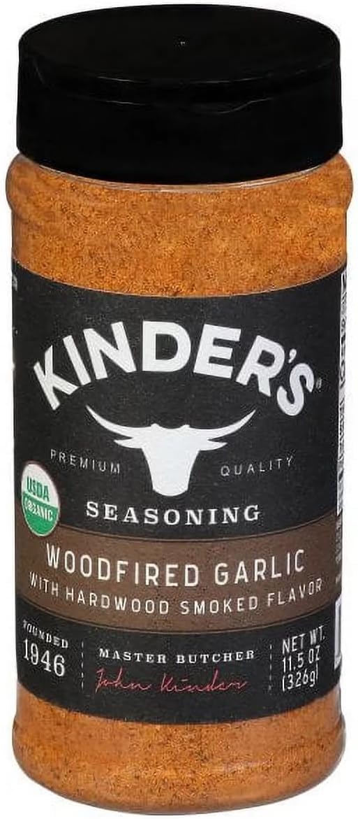 P.K. Kinder Woodfired Garlic Seasoning, Hardwood Smoked Flavor, 11.4 oz Shaker, Model CST-1224-CT900
