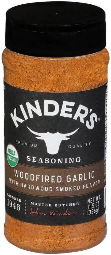 P.K. Kinder Woodfired Garlic Seasoning, Hardwood Smoked Flavor, 11.4 oz Shaker, Model CST-1224-CT900