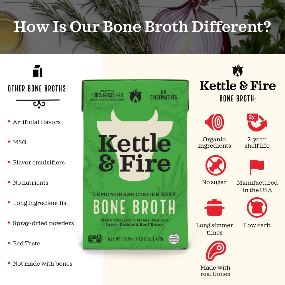 Kettle & Fire Chipotle Beef Bone Broth, Keto & Paleo, Gluten Free, 16.9 Fl Oz (Pack of 6)