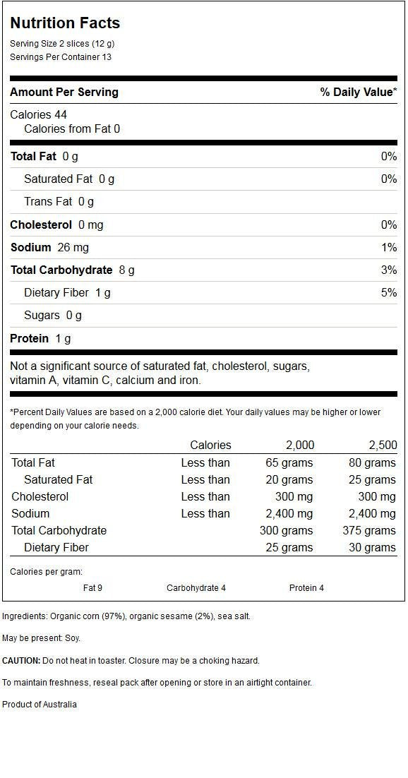 REAL FOODS Organic Sesame Corn Thins, 5.3 OZ