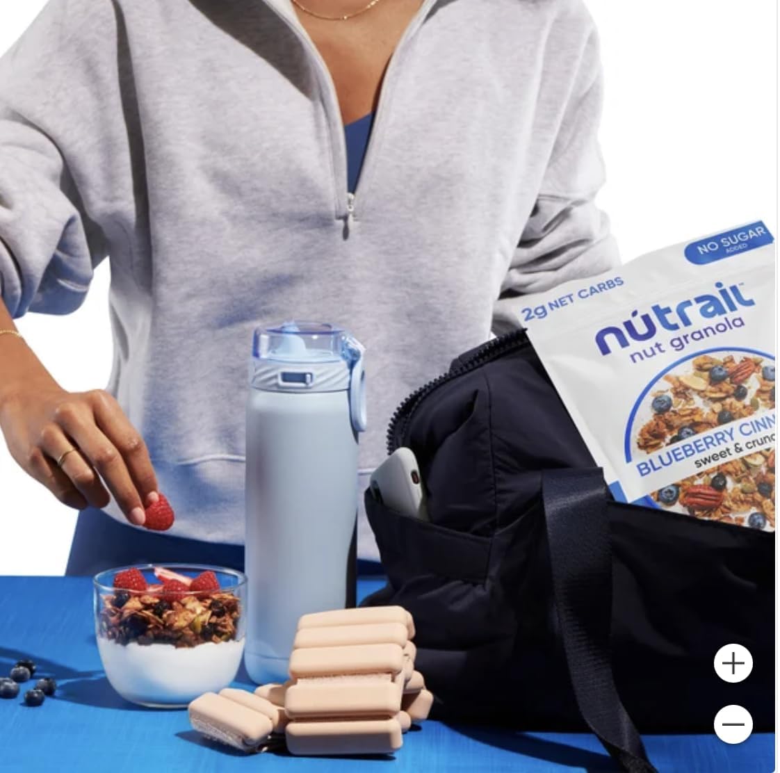 Nutrael Nut Granola Cereal, Blueberry Cinnamon, No Sugar Added, Keto, Gluten Free 624G