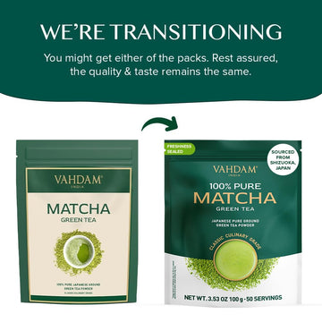 VAHDAM Matcha Tea Powder, Classic Culinary Grade, 3.53 oz, Green, Authentic Japanese Matcha for 50 Cups