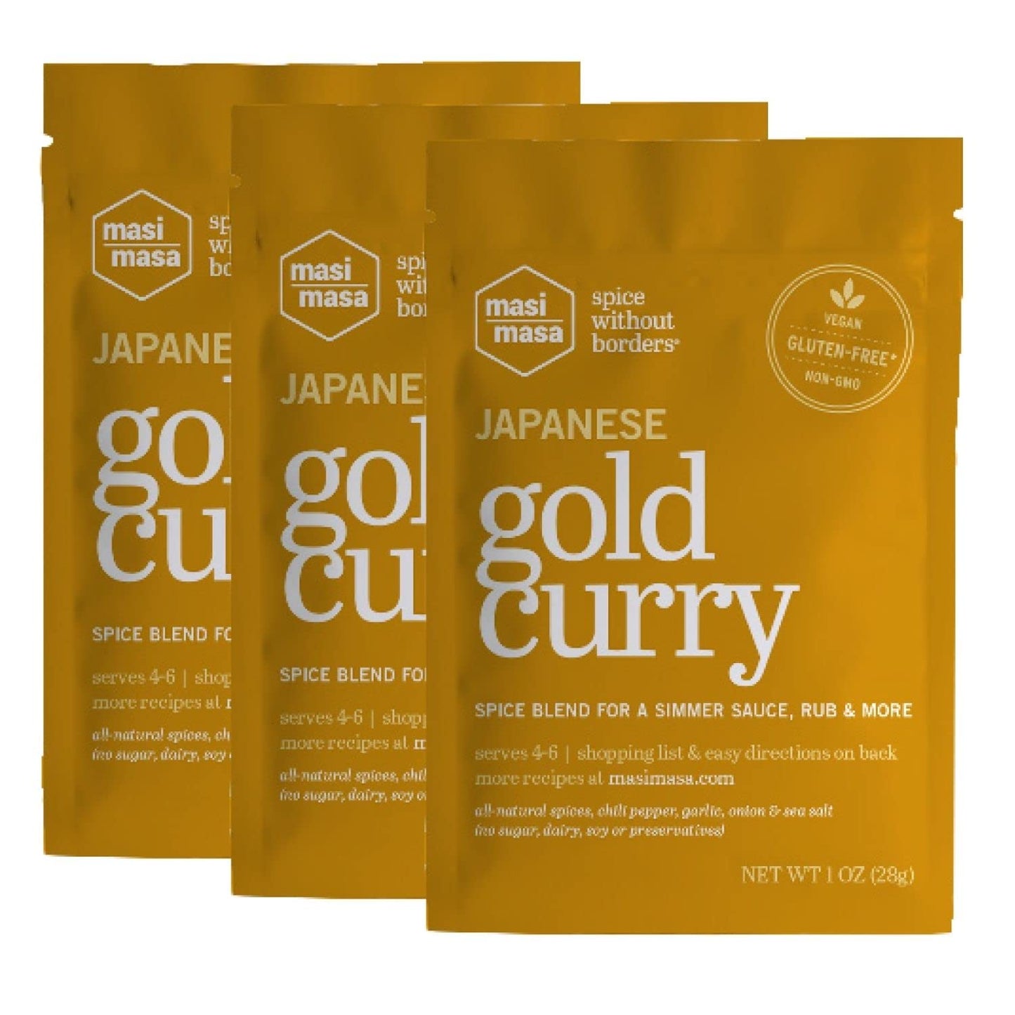 Masi Masa Japanese Gold Curry Spice Blend, 3 Pack, Delicious Golden Curry For Easy Recipes, Japanese Food Curry, Vegan, Gluten-F