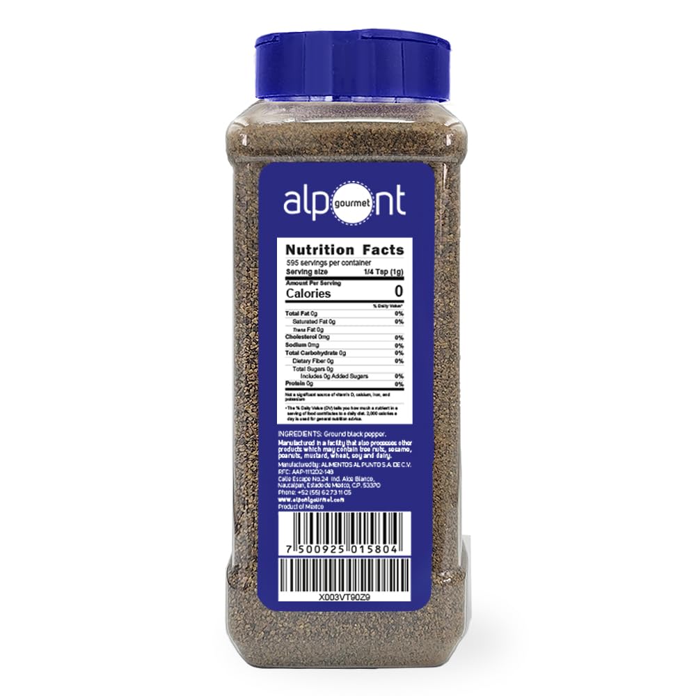 Alpont Gourmet, Pure Ground Black Pepper 21Oz (595G), All Natural, Non-Gmo, Packed To Keep It Fresh, Premium Quality
