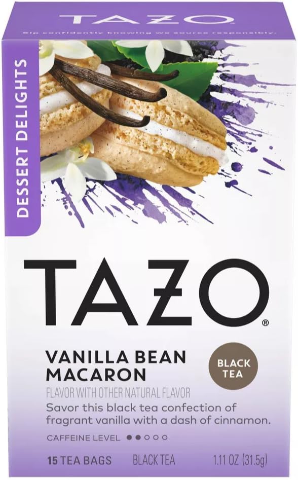 Tazo Dessert Inspired Flavored Tea 2 Flavor Variety Bundle, (1) Each: Glazed Lemon Loaf And Vanilla Bean Macaron (15 Count)
