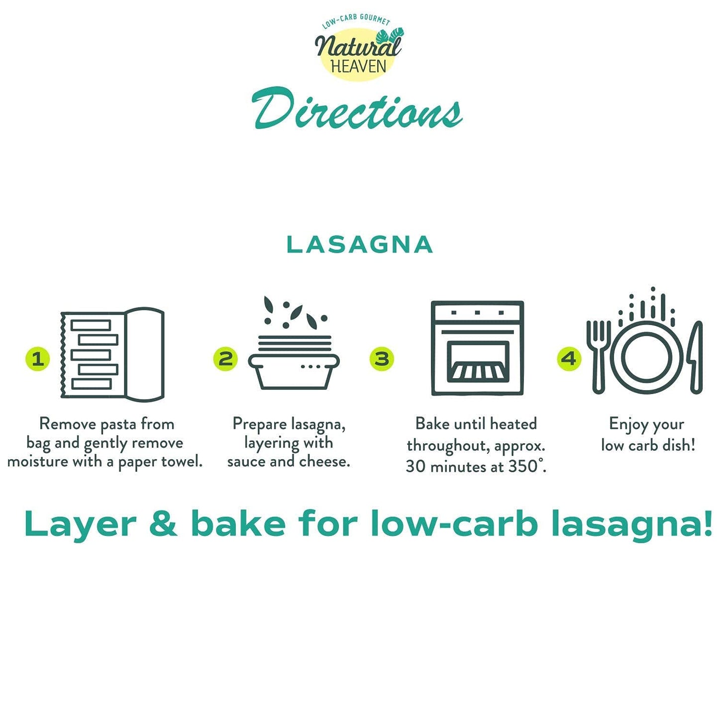 Natural Heaven Hearts of Palm Lasagna Noodles - Low-Carb Lasagna Sheets, Gluten-Free Pasta, Keto Friendly, Plant-Based Healthy F