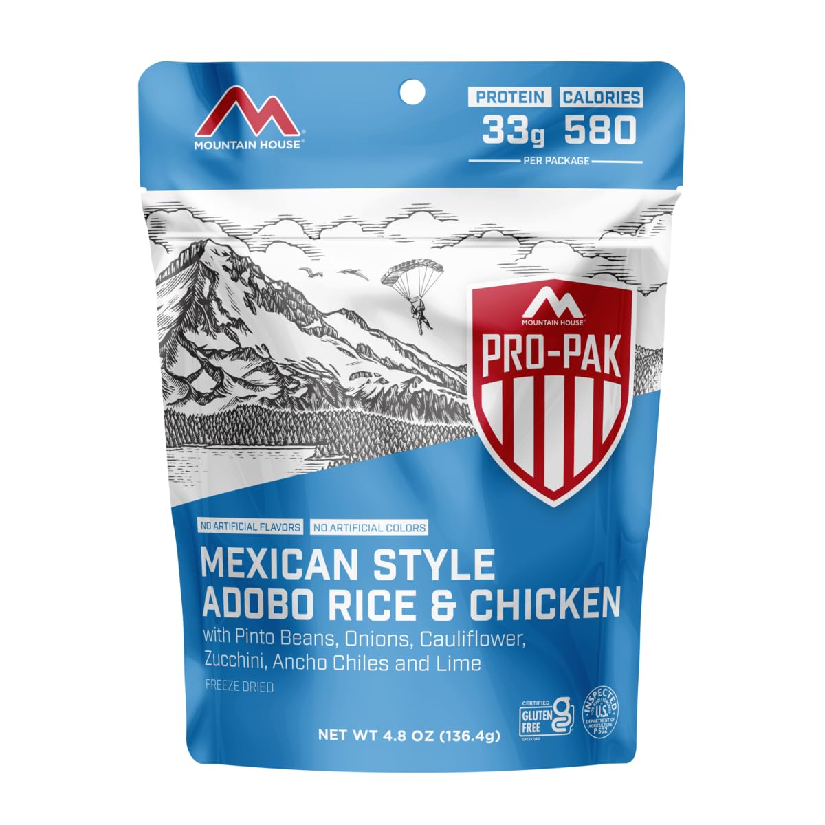Mountain House Mexican-Style Adobo Rice & Chicken Pro-Pak | Freeze Dried Backpacking & Camping Food | Gluten-Free | 1 Serving