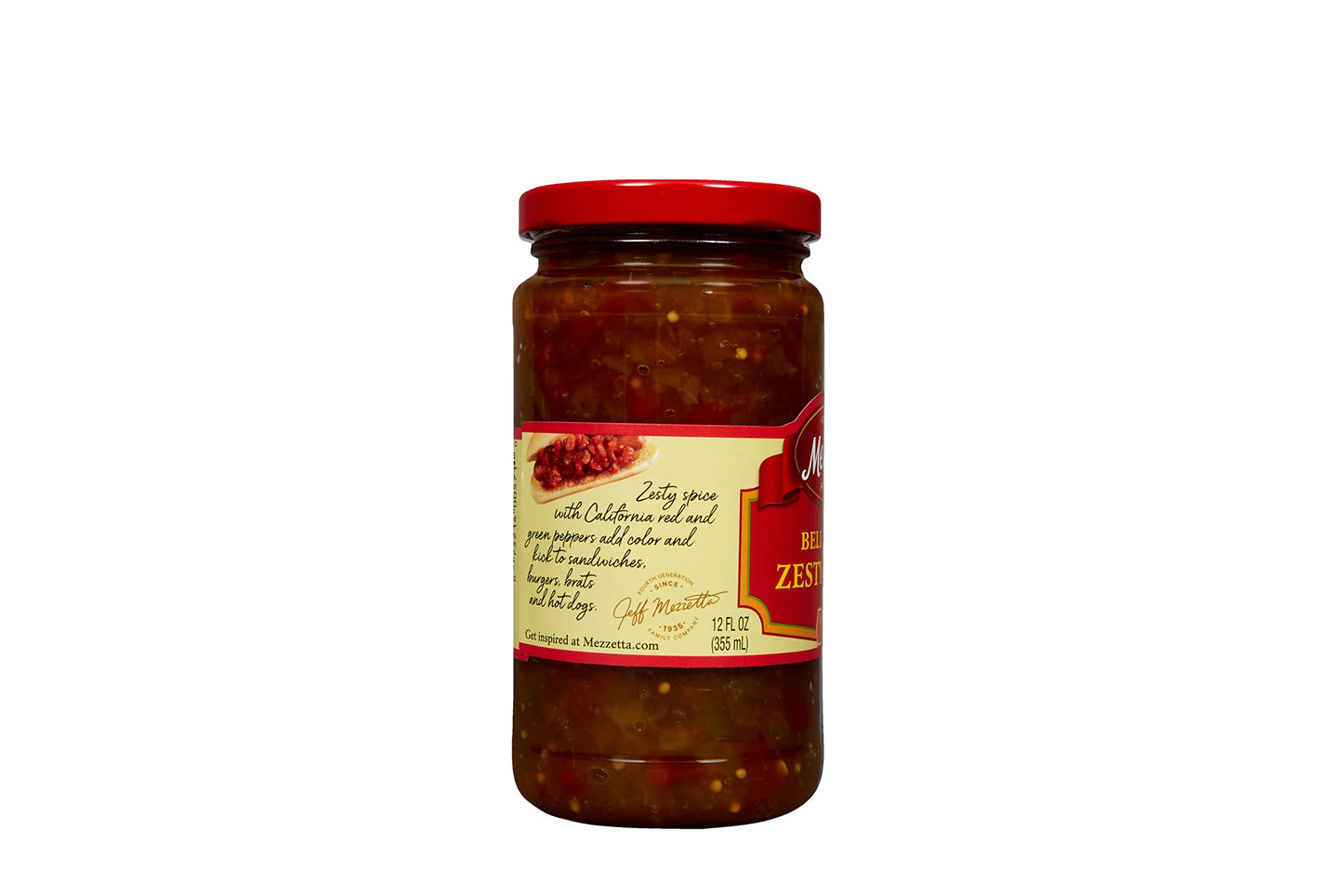 Mezzetta Bell Pepper Zesty Relish | Medium Heat | 12 Fluid Ounce Jar (Pack Of 6)