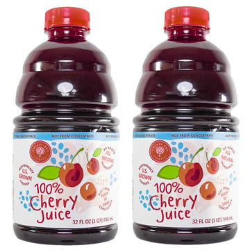 Cherry Bay Orchards Tart Cherry Juice, 100% Natural, 32 oz Bottle, Pack of 2, Gluten Free, Non-GMO, No Added Sugar