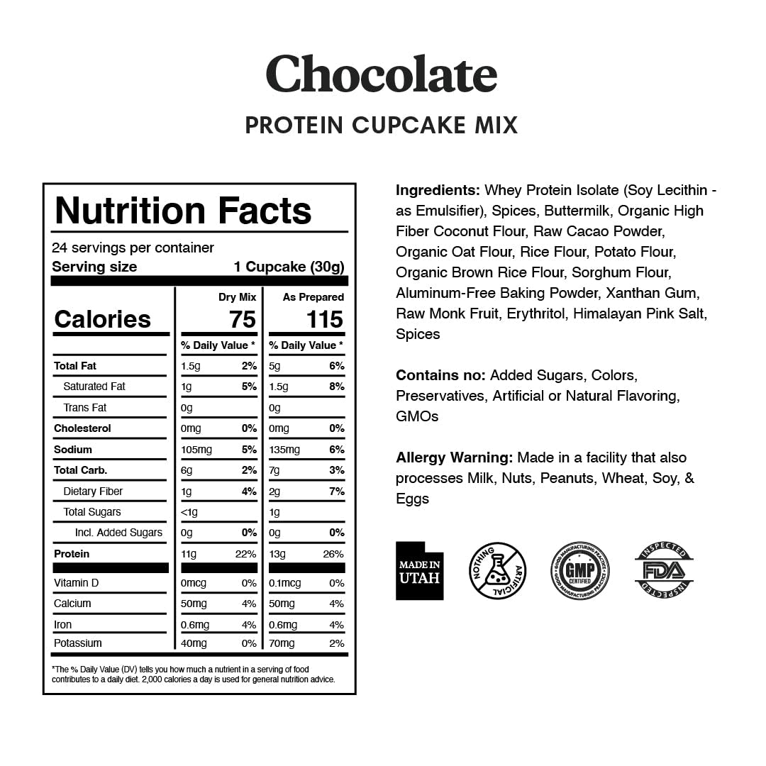 ProDough High Protein Gluten Free Cupcake Mix, Low Carb, 13g Protein, Keto Friendly, 13.4 Ounce