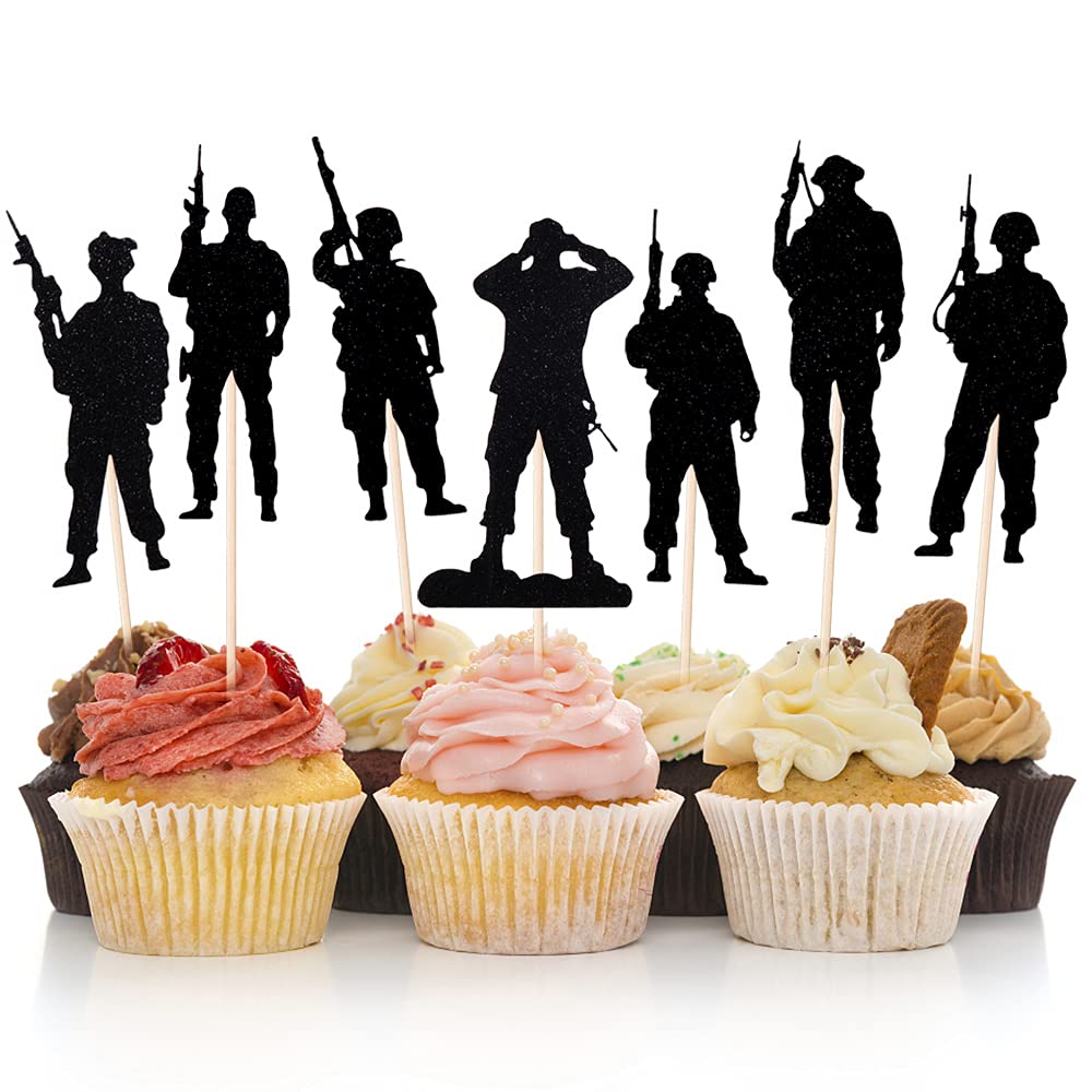 Lveud Military Themed Cake Topper-11 Pcs Military Themed Marine Corps Cupcake Topper-Happy Birthday Cake Topper-Veteran'S Day Ca