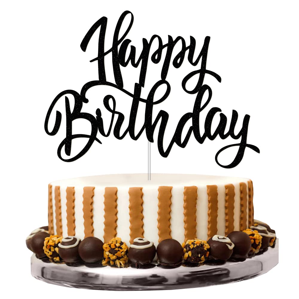 Notbadsys Happy Birthday Cake Decorations, Gold Double-Sided Glitter Letters, Birthday Party Supplies, Cake Topper Decorations (