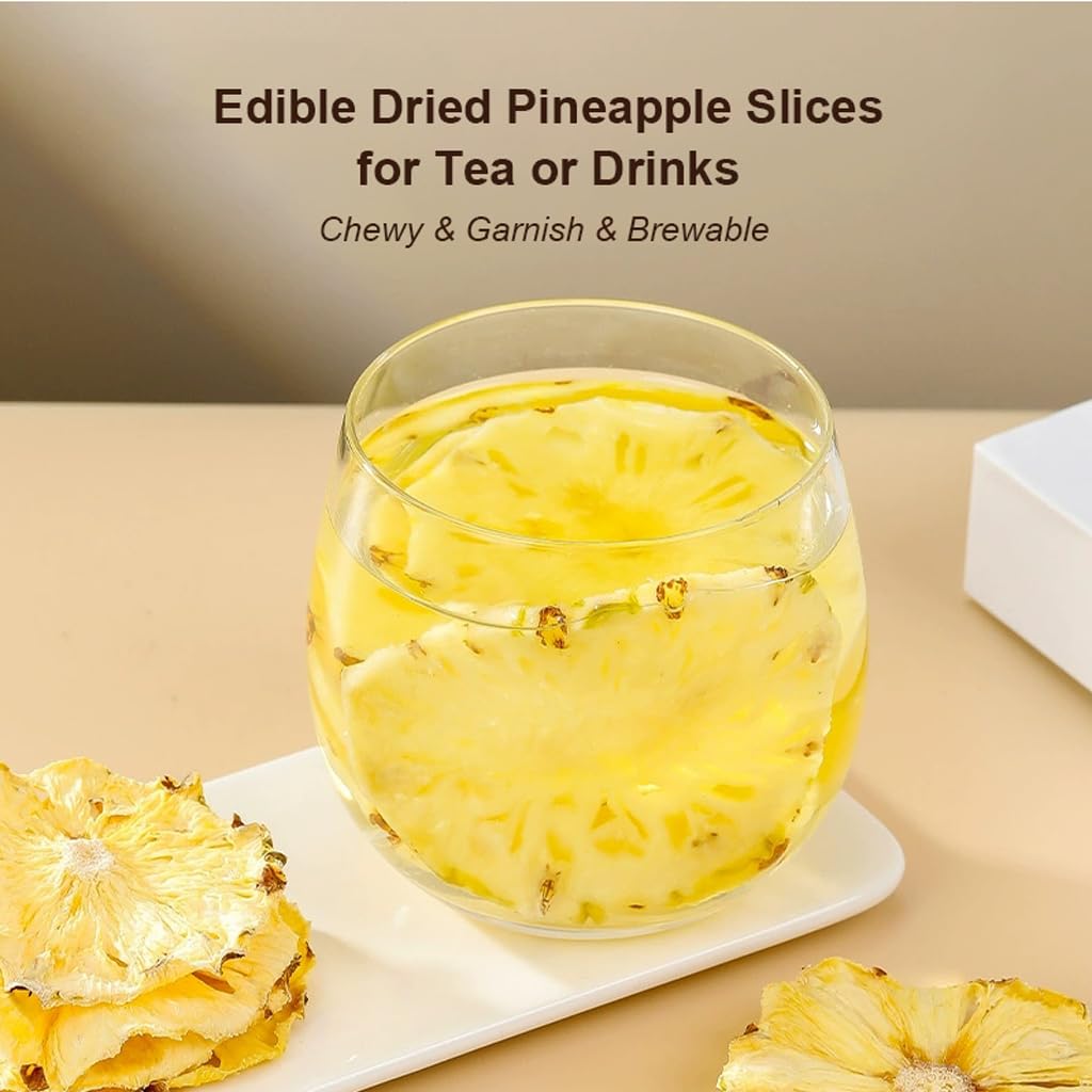 Fraunitsh Dried Pineapple Slices 3.17Oz/ 90G, Dehydrated Pineapple Slices, Dry Pineapple Slices Flowers For Cocktails Drinks Bak