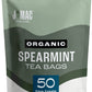 J MAC BOTANICALS Organic Spearmint Tea, 50 Teabags, USDA Certified