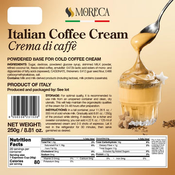 Italian Sweet Cream Coffee Creamer, Premium Powder Coffee Creamer - 8.81Oz / 20 Espresso Cups, Turns Into Instant Coffee Creamer