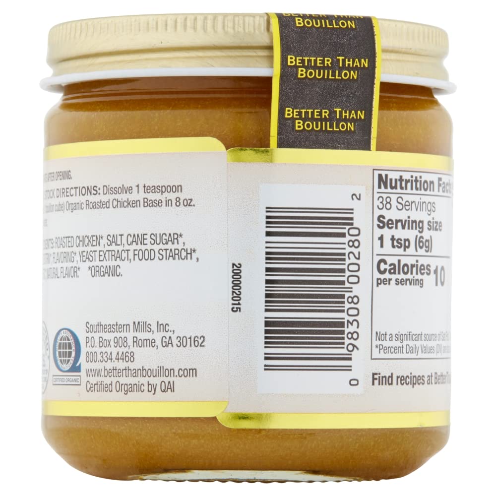 Better Than Bouillon Organic Roasted Chicken Base, Made With Seasoned Roasted Chicken, Usda Organic, Contains 38 Servings Per Ja