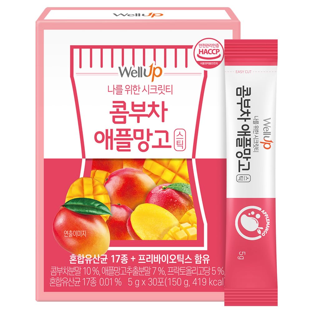 RAWEL Kombucha Powder(5g x 30packs) / (Lemon/applemango) Powdered Drink Mix with Prebiotics/Fermented Drink Tea Powder/Support g