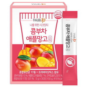RAWEL Kombucha Powder(5g x 30packs) / (Lemon/applemango) Powdered Drink Mix with Prebiotics/Fermented Drink Tea Powder/Support g