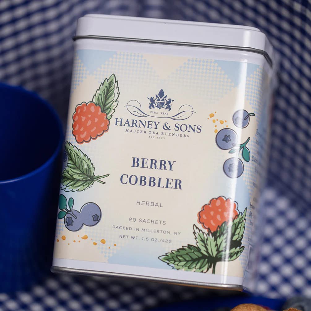 Harney & Sons Berry Cobbler Tea, Tin Of 20 Sachets, Rooibos With Fruit Flavors