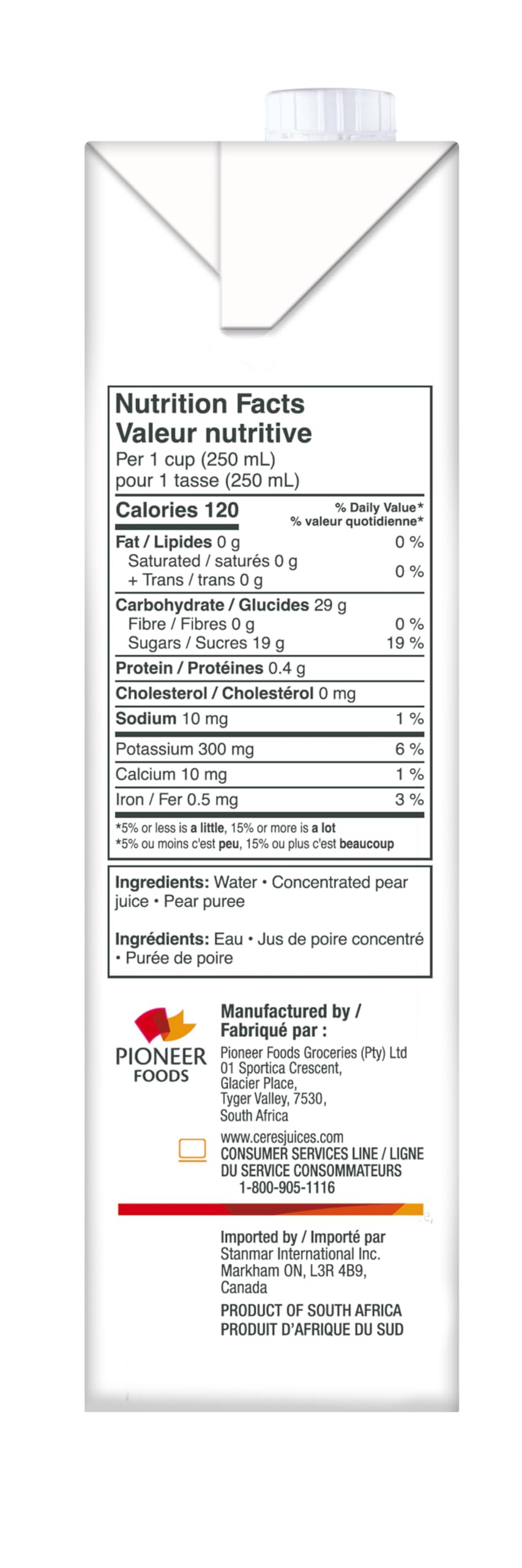 Ceres 100% All Natural Pure Fruit Juice Blend, Pear - Gluten Free, Rich in Vitamin C, No Added Sugar or Preservatives, Cholester