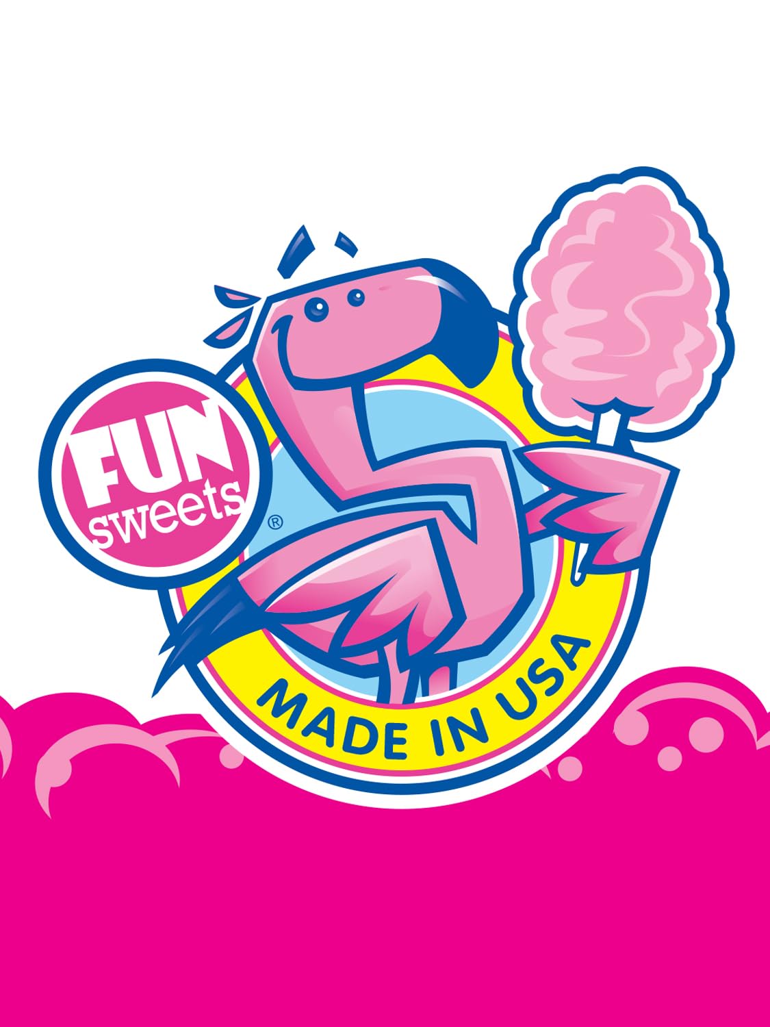 Fun Sweets Cotton Candy 12-Pack - Blue Raspberry and Cherry Swirl 1.5 oz Tub Resealable - Individual Cotton Candy Tubs Great for