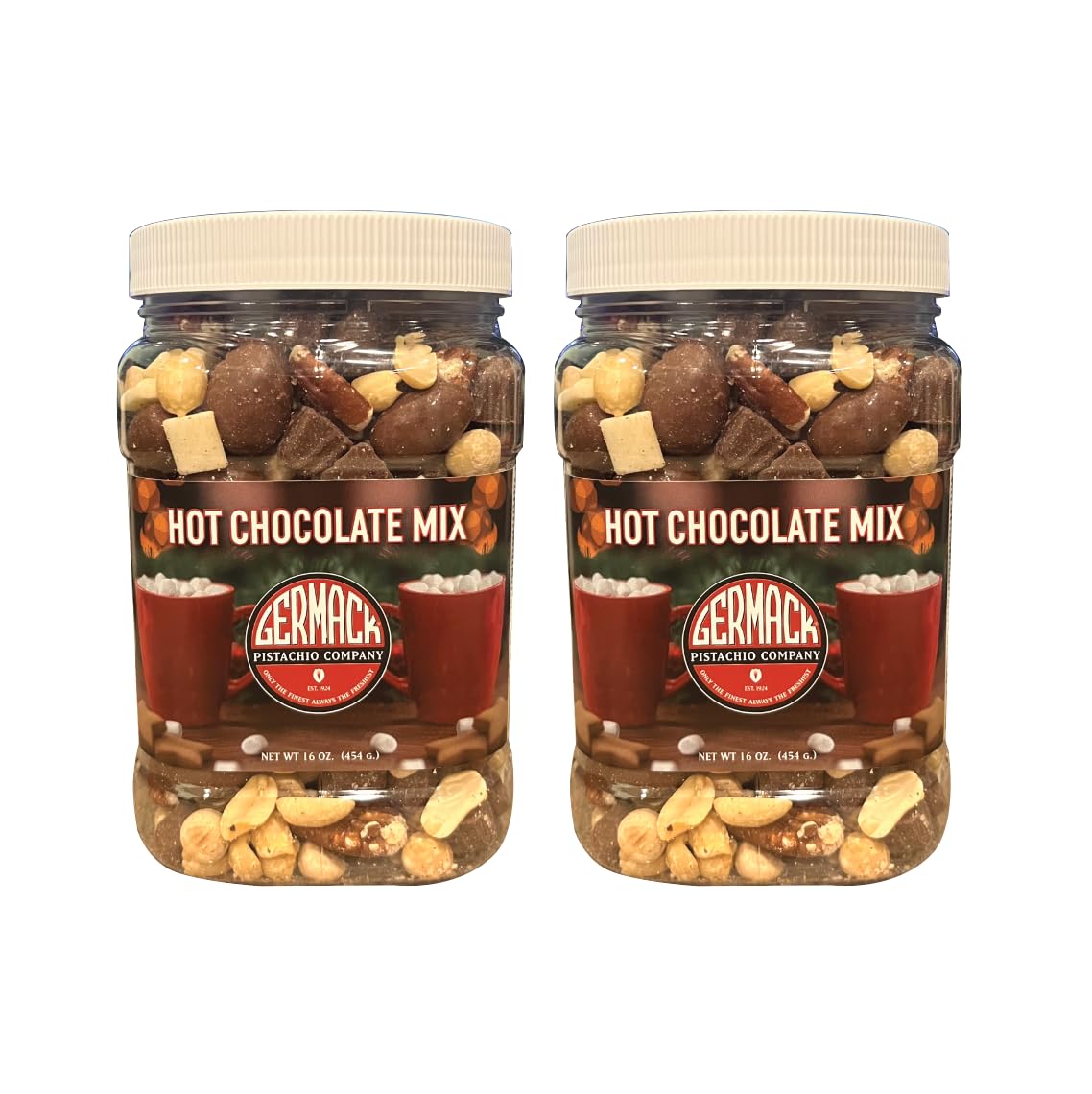 Germack Pistachio Co. - Hot Chocolate Top-Grade Chocolate & Nut Snack Mix - Pack Of 2  16Oz Jars