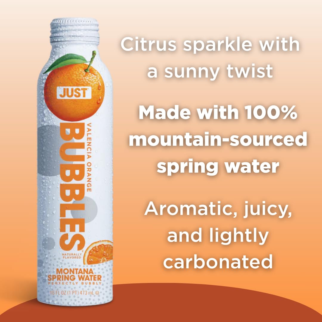 JUST Water Pure Premium Sparkling Spring Water, 100% Mountain-Sourced, 16 Fl Oz (Pack of 12), Eco-Friendly Bottle