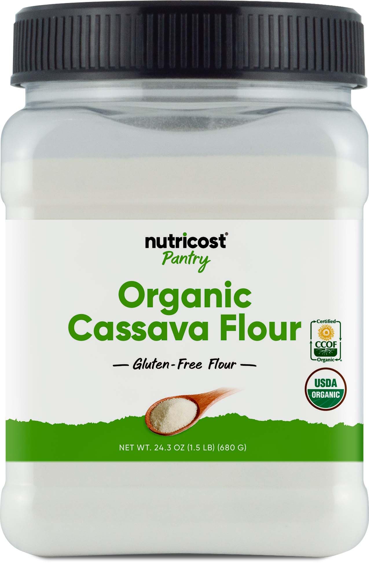 Nutricost Pantry Organic Cassava Flour (1.5 Pound Bottle) Gluten Free  Non-Gmo  Vegan Pure Powder For Baking  Cooking  Etc.
