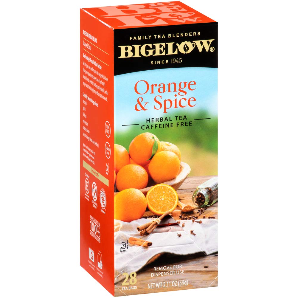 Bigelow Tea Orange & Spice Herbal Tea, 28 Count, Caffeine-Free, Sweetly Citrus-y, Model 10398 - BX