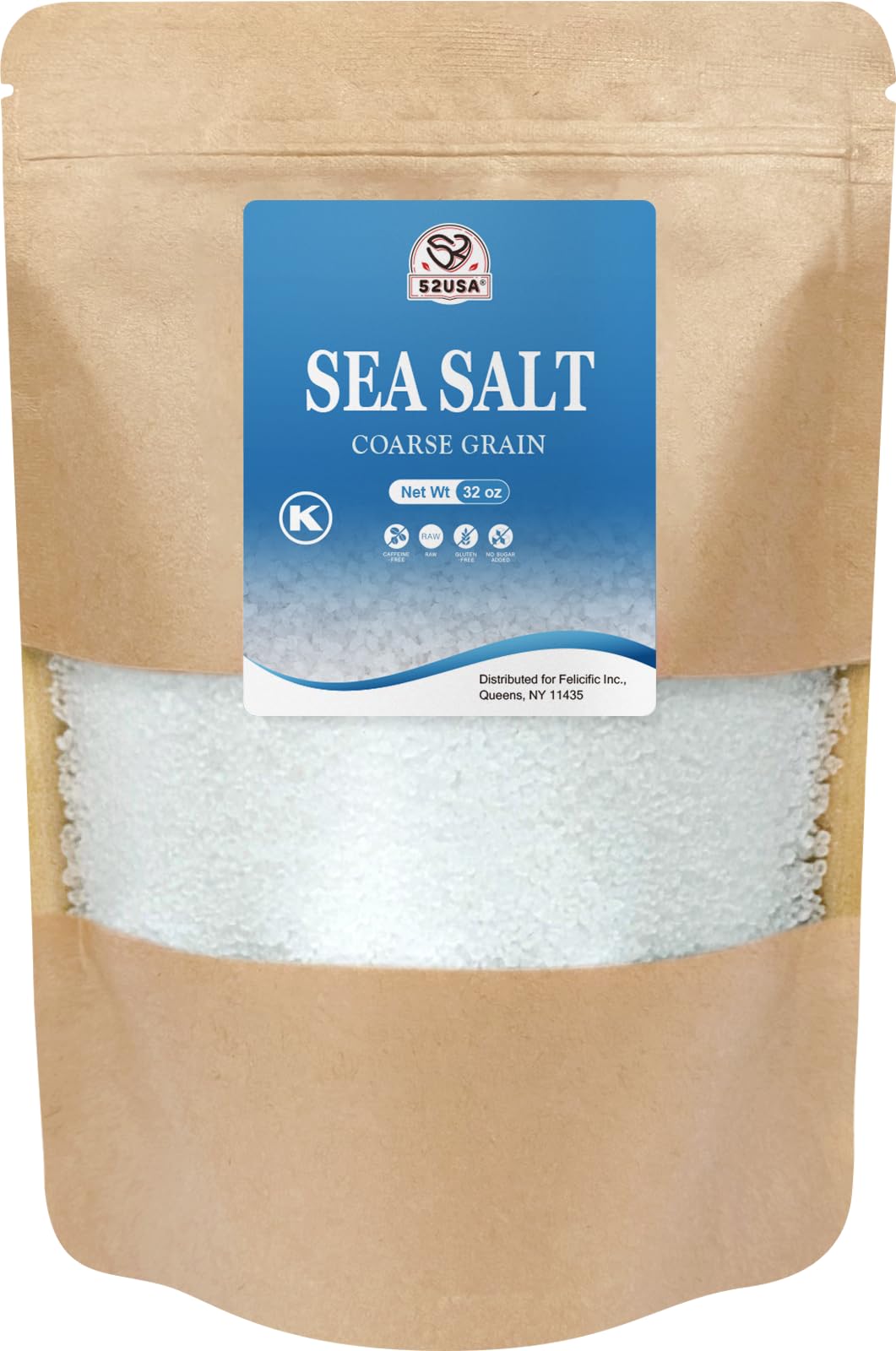 52USA Coarse Sea Salt Grinder Refill, All Natural, 32oz (2lb)