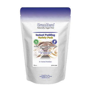 Gramzero Variety (Vanilla, Chocolate, Butterscotch, Banana, Lemon) Sugar Free Pudding Mix 5-Pack, Great For Nutrition Club Meal 