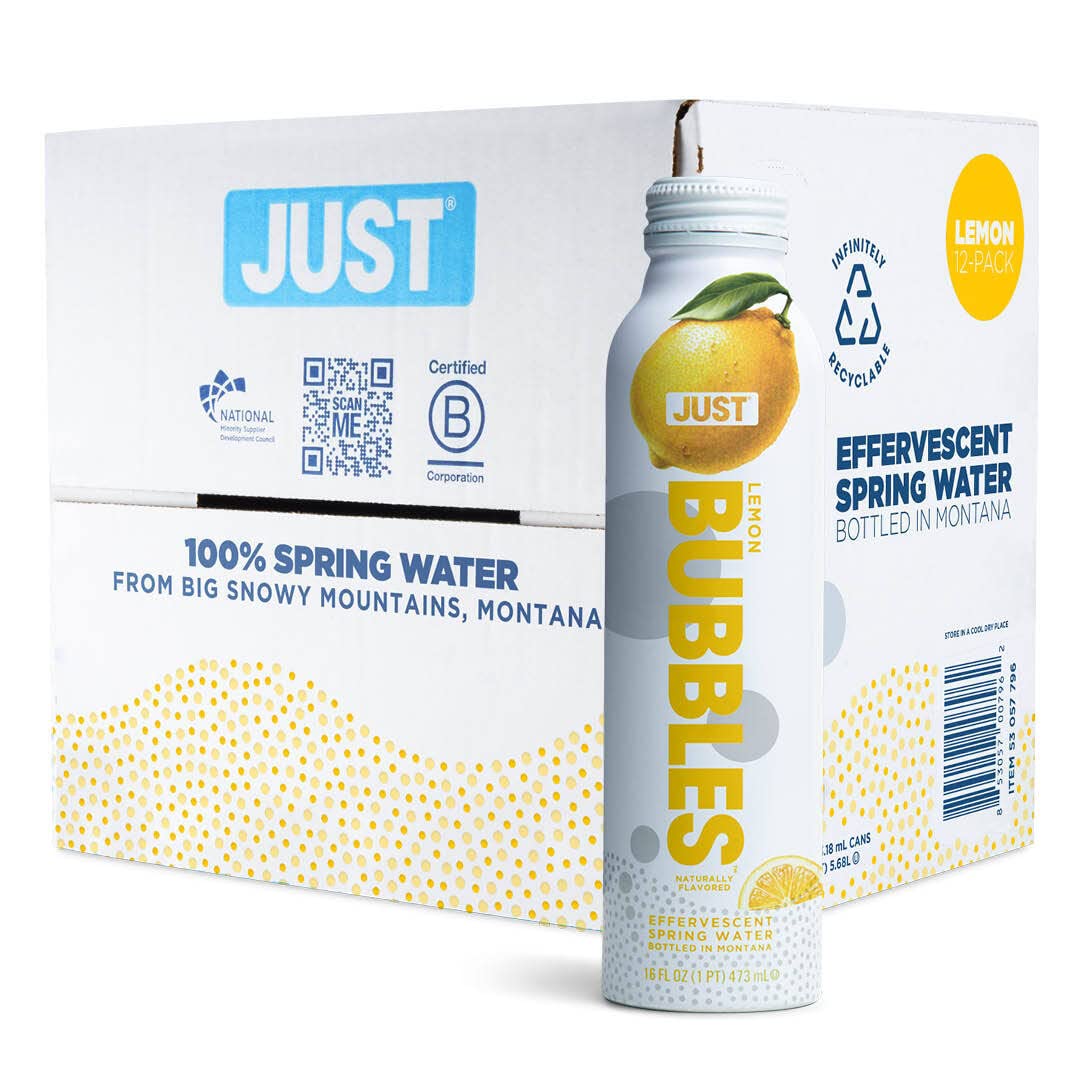 JUST Water Sparkling Spring Water - 100% Mountain-Sourced, Naturally Occurring Minerals, 16.9 Fl Oz, Eco-Friendly Bottle, Pack of 12