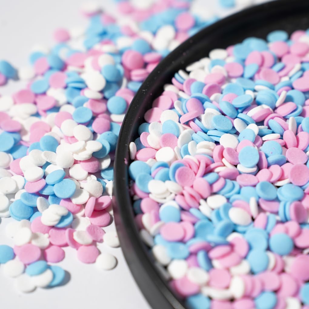NIPEOR Christmas Rainbow Sprinkles Blue Pink White Confetti Sprinkles 3.53oz/100gEdible Sprinkle Topping Confetti Sprinkles, Rou