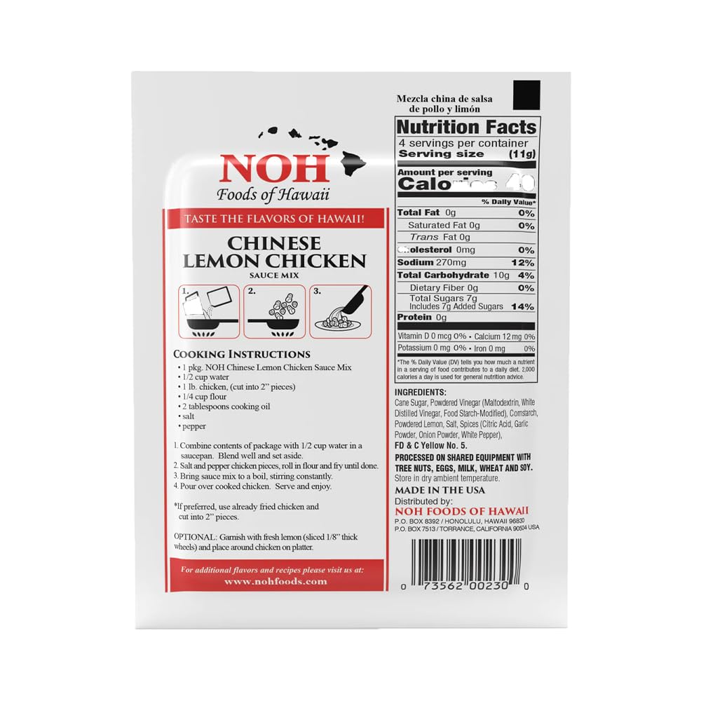 NOH Foods of Hawaii Seasoning Packets - Chinese Lemon Chicken - 1.5 oz, Pack of 3