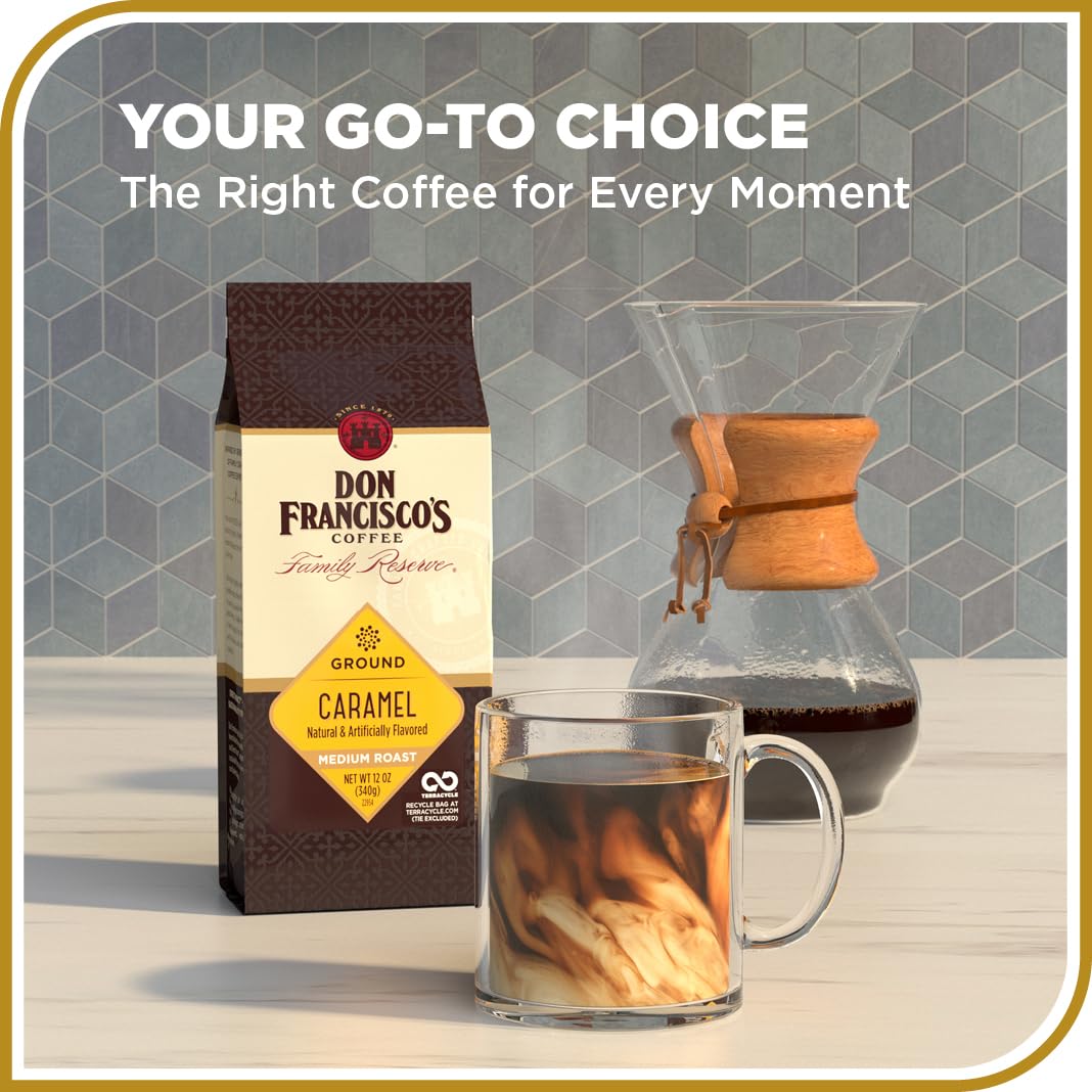 Don Franciscos Medium Roast Ground Coffee - 100% Arabica Beans, 12 oz Bag