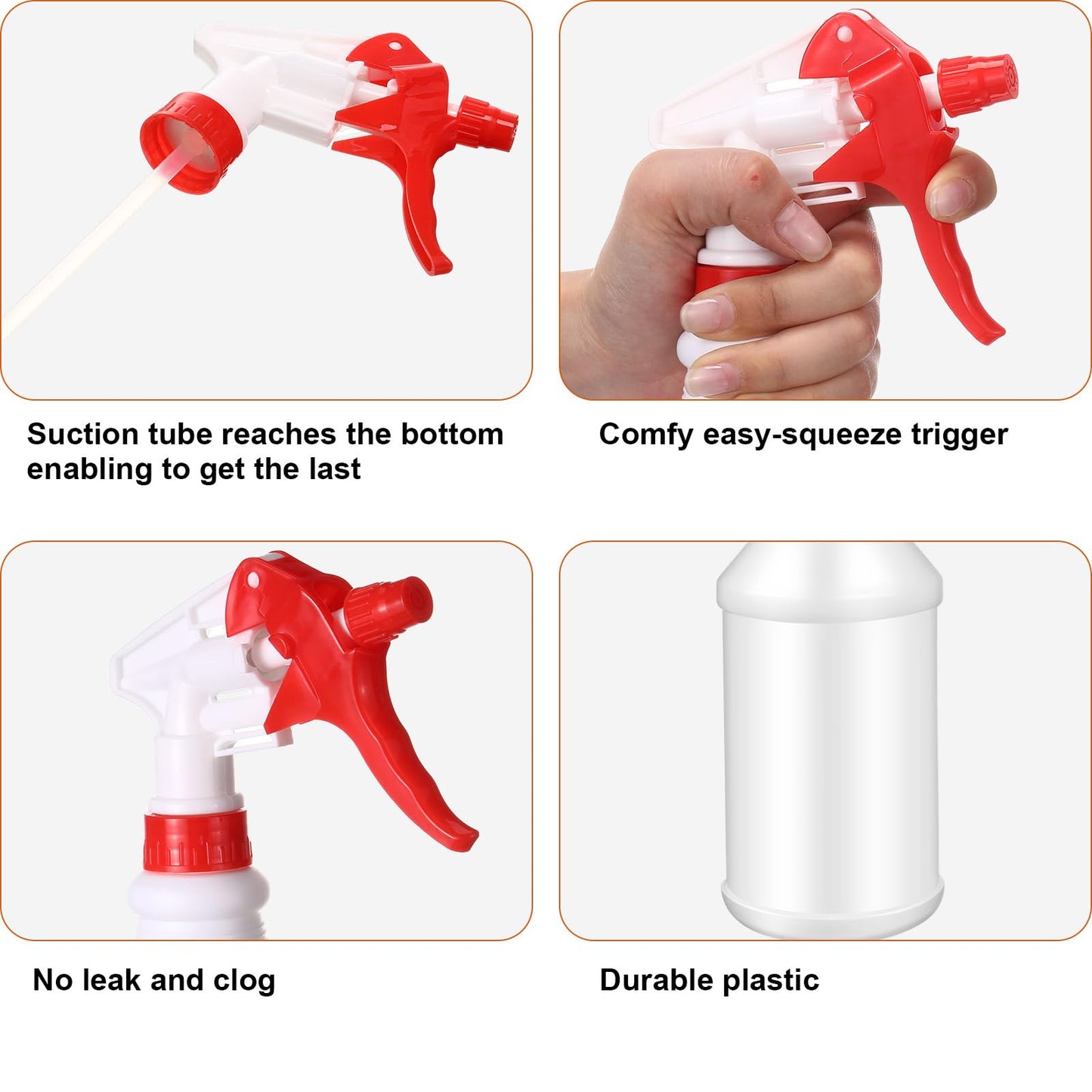 Eccliy 12 Pcs 16 Oz Plastic Spray Bottle, Leak Proof Empty And Reusable For Cleaning Solutions, Water, Auto Details Or Bathroom