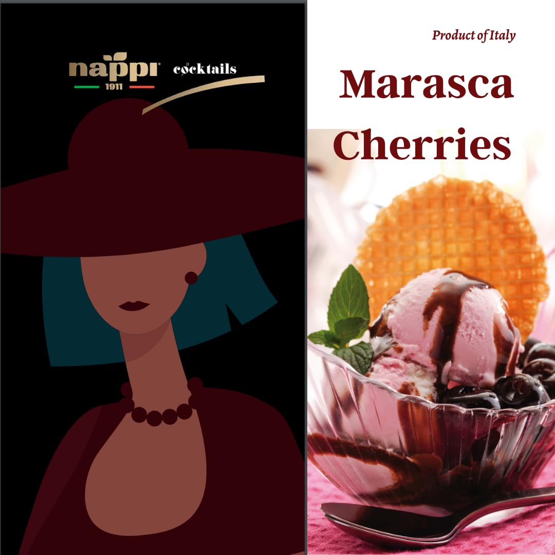 Nappi 1911 Marasca Cherries in Syrup, Sweet and Sour, 14.10 oz, Premium Quality, Product of Italy
