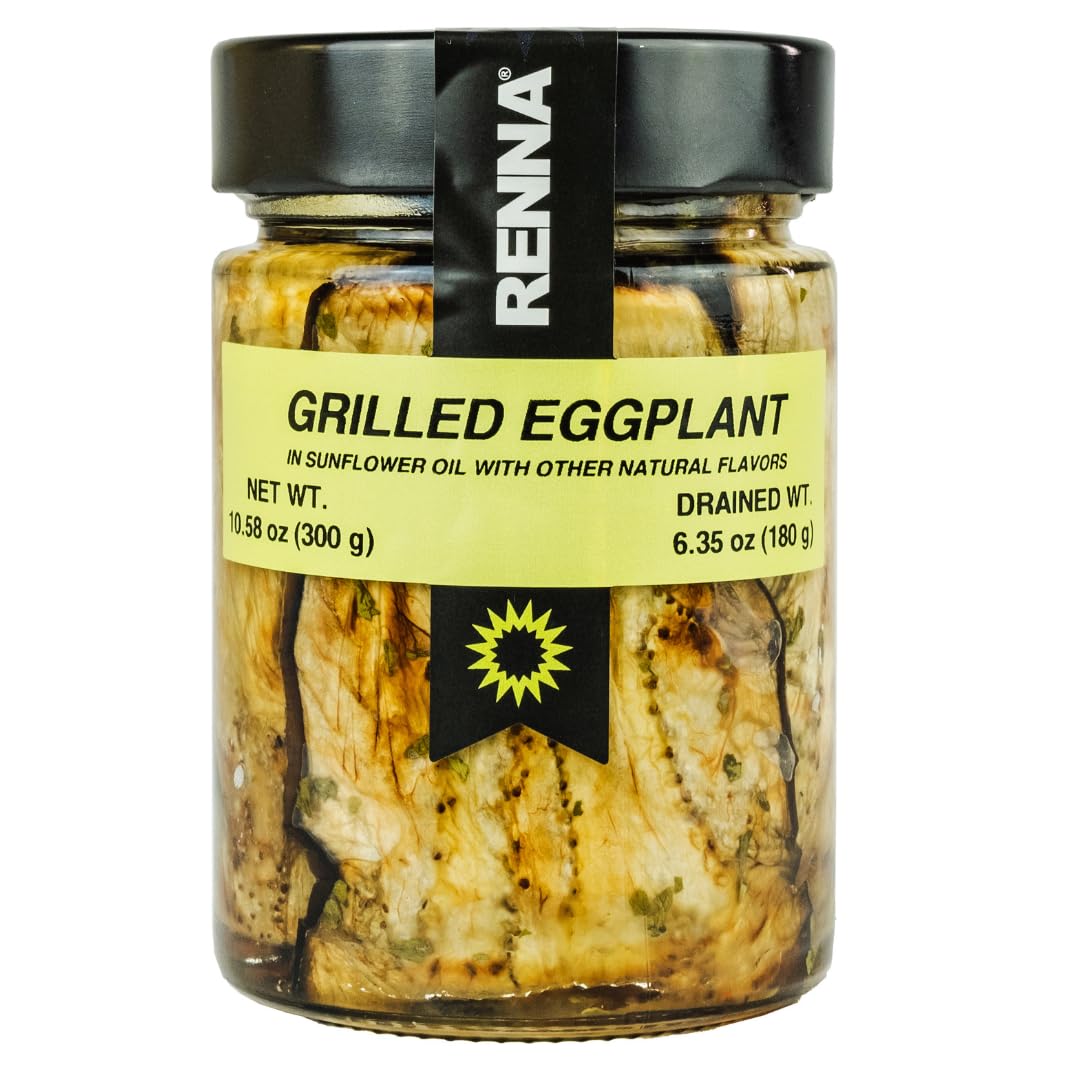 Renna Grilled Eggplant, Roasted Marinaded Eggplants in Oil, 10.58 oz, Crafted in Italy, A Taste of the Mediterranean