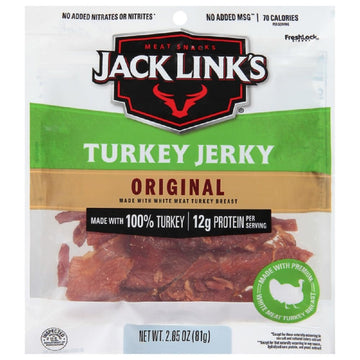 Jack Link'S Turkey Jerky, Original Flavor, 2.85 Oz - Flavorful Meat Snack,12G Of Protein And 70 Calories, Made With Premium Turk