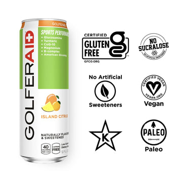 LIFEAID GOLFERAID Performance Blend, 12-oz Cans, Pack of 24, No Caffeine, Vegan, Clean Energy, Glucosamine, Turmeric, Electro