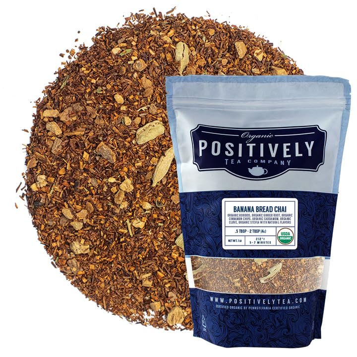 Organic Positively Tea Company Banana Bread Chai Rooibos Tea, Loose Leaf, 16 Ounce, 1 Pound (Pack of 1)