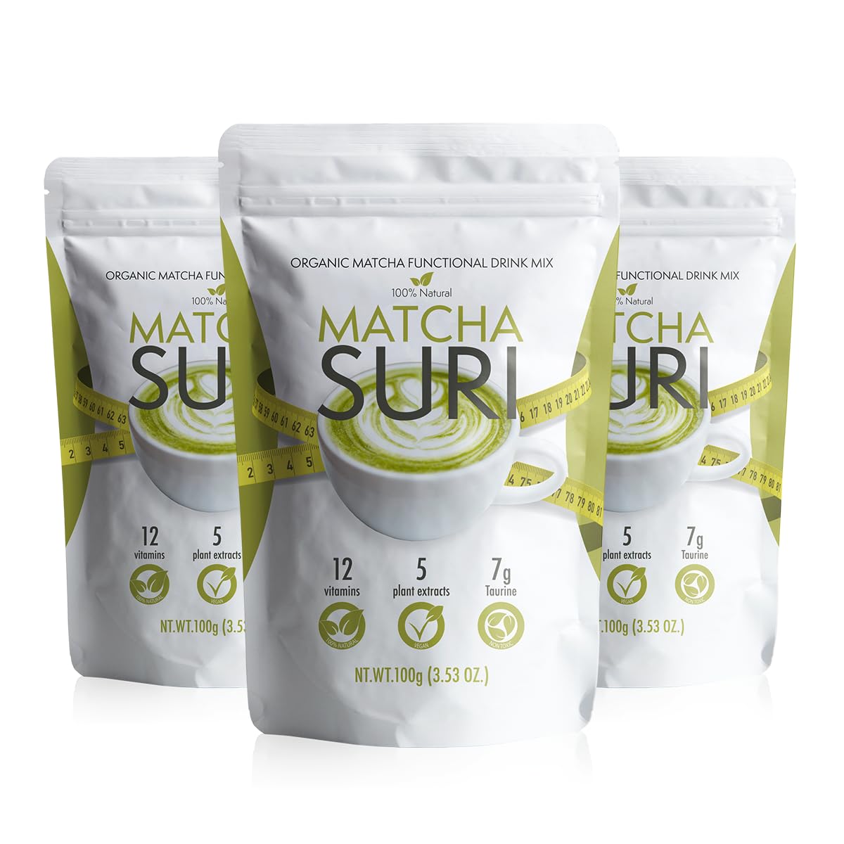 Matcha Suri | Matcha Green Tea Drink Mix | 3.53 oz | 3 Pack, 3.54 Ounce (Pack of 1)