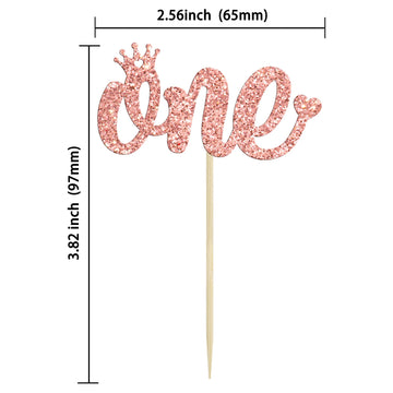 Gyufise 24 Pack Rose Gold One Cupcake Toppers 1St Birthday Cupcake Picks For Baby Shower Kids First Birthday Party Cake Decorati