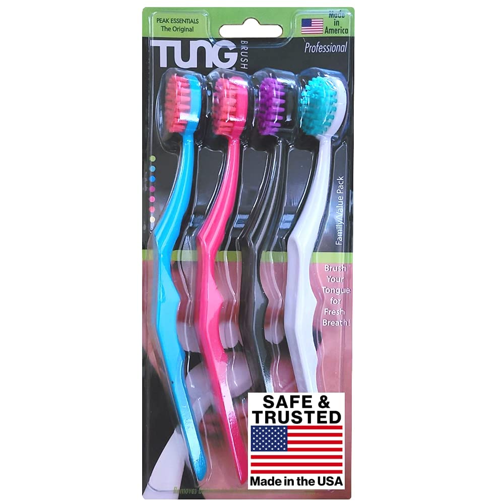 Peak Essentials Tung Brush  Tongue Brush  Tongue Cleaner For Adults  Plastic Tongue Scraper  Tongue Scrubber  Bad Breath And Hal