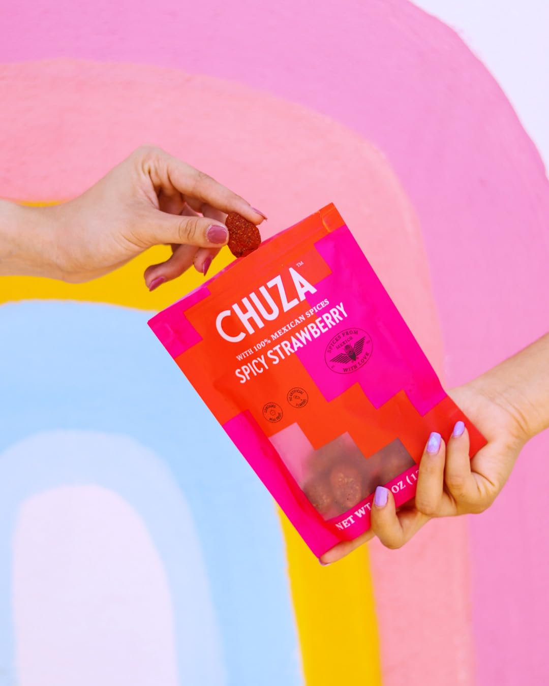 Chuza Spicy Dried Strawberries - Mexican Snacks, Chili Flavor, Natural Dried Fruit, 2 Pack