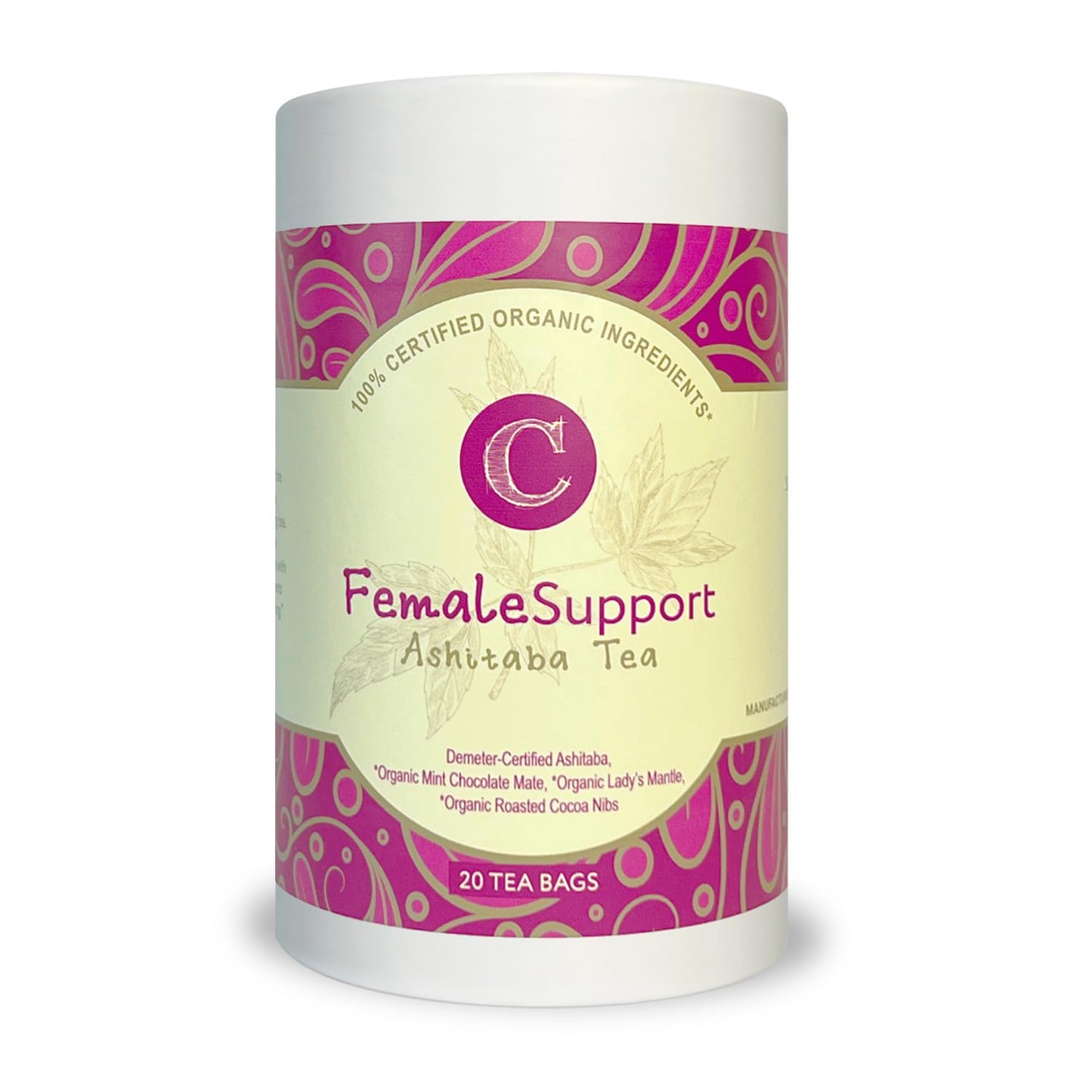 Dr. Cowans Garden Organic Ashitaba Tea - 20 Teabags - Female Support Body Support Balance - Supports Periods & Pms  Healthy Cycle Tea With Mint Chocolate Mat?  Ladys Mantle  & Ashitaba Herbs Grown In Usa