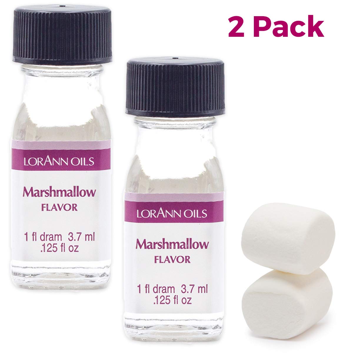 Lorann Marshmallow Ss Flavor, 1 Dram Bottle (.0125 Fl Oz - 3.7Ml - 1 Teaspoon) - 2 Pack