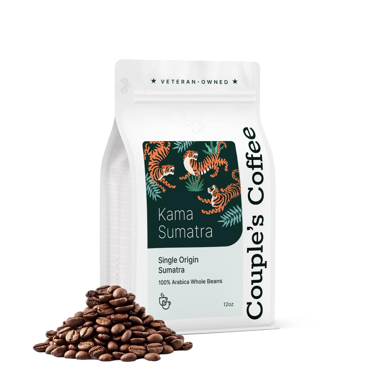 Couples Coffee Sumatra Mandheling | Dark Roast Single Origin Whole Bean | Notes of Dark Chocolate, Earth, Smokey with Naturaly L